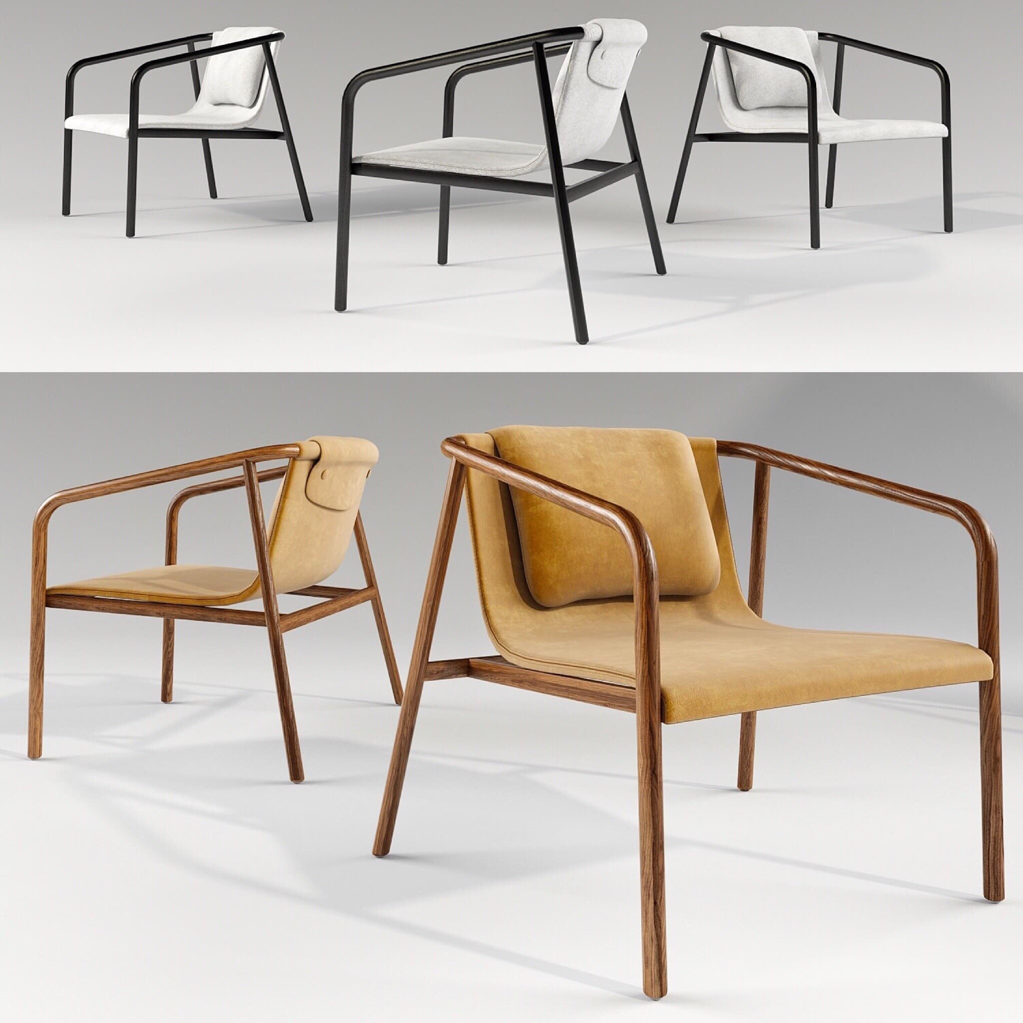 Furniture model render with material detail